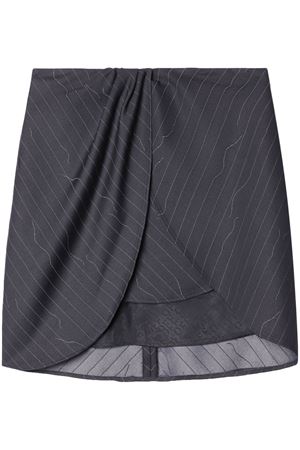 Dark grey pinstripe draped miniskirt OFF WHITE | OWCU009S24FAB0020700